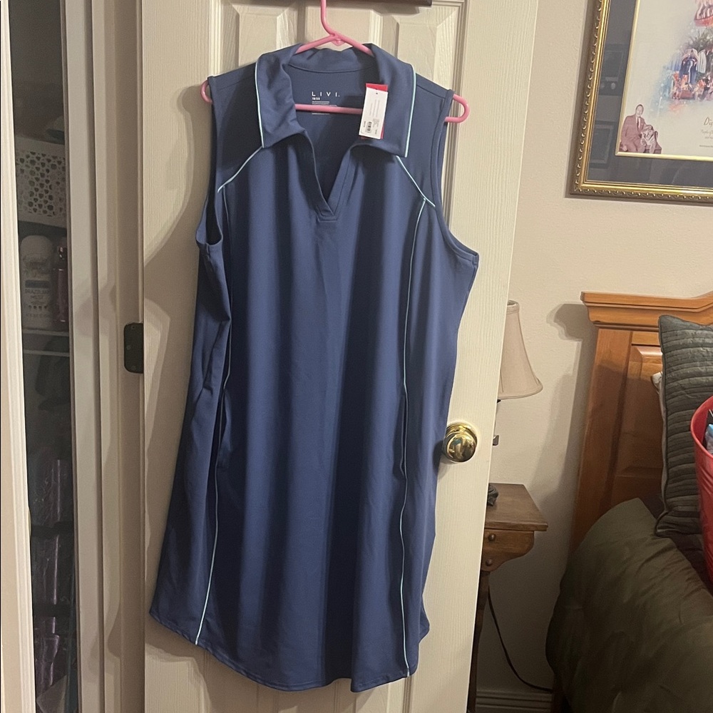 Blue Sleeveless Polo Dress